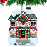 Personalized Christmas House Family of 4 Ornament