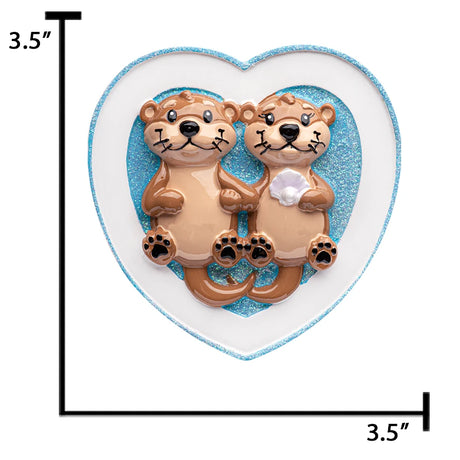 Personalized Sea Otter Couple Christmas Ornament