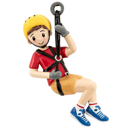 Personalized Zipline Boy Christmas Ornament