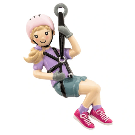 Personalized Zipline Girl Christmas Ornament