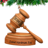 Personalized Gavel and Sound Block Christmas Ornament