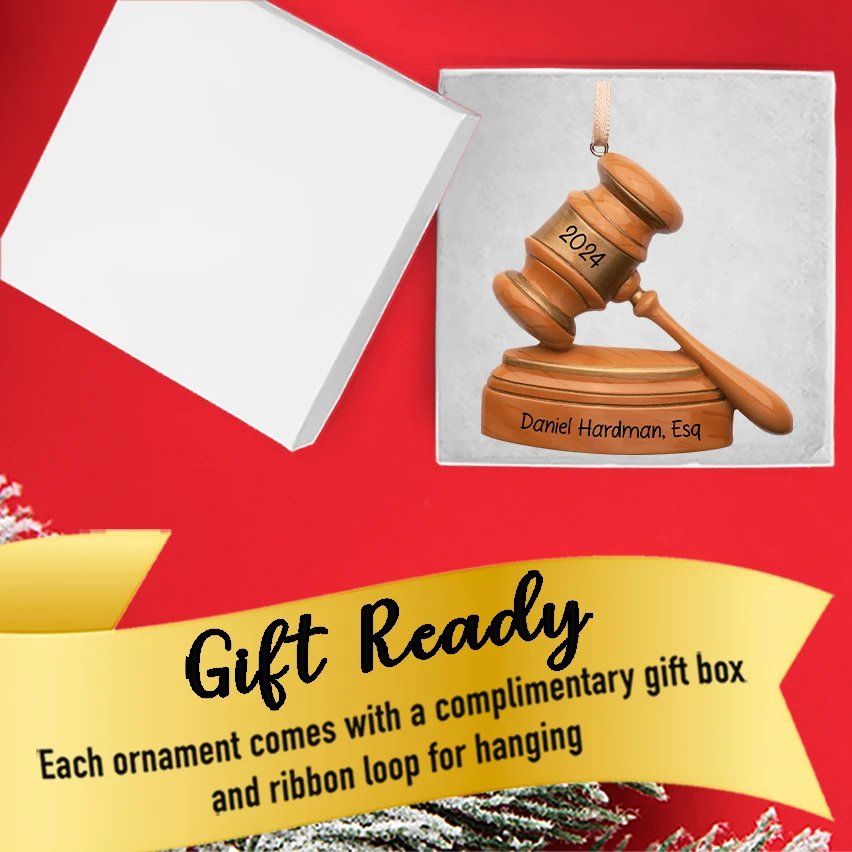 Personalized Gavel and Sound Block Christmas Ornament