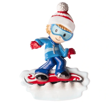 Personalized Snowboarding Boy Christmas Ornament