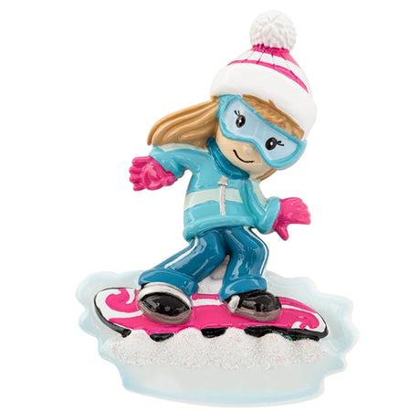 Personalized Snowboarding Girl Christmas Ornament