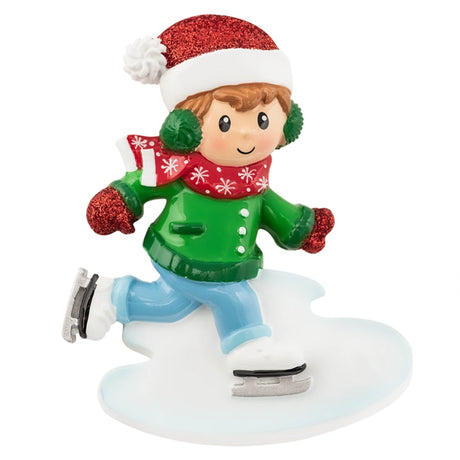 Personalized Ice Skater Boy Christmas Ornament