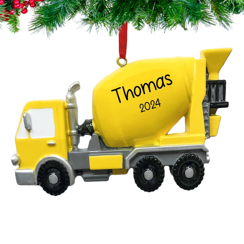 Personalized Cement Truck / Concrete Mixer Christmas Ornament