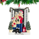 Personalized Door Family of 3 Christmas Ornament