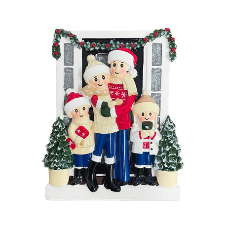 Personalized Door Family of 4 Christmas Ornament