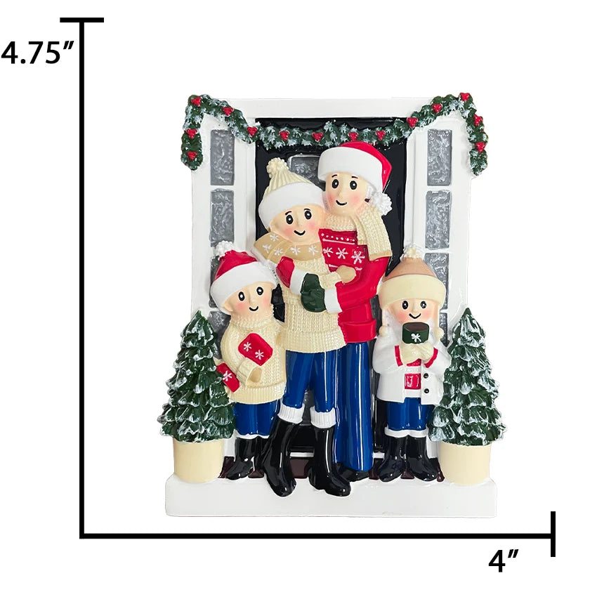 Personalized Door Family of 4 Christmas Ornament