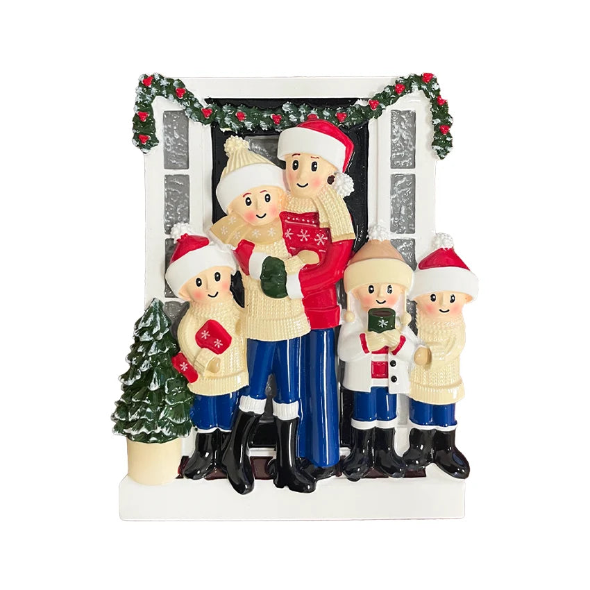 Personalized Door Family of 5 Christmas Ornament