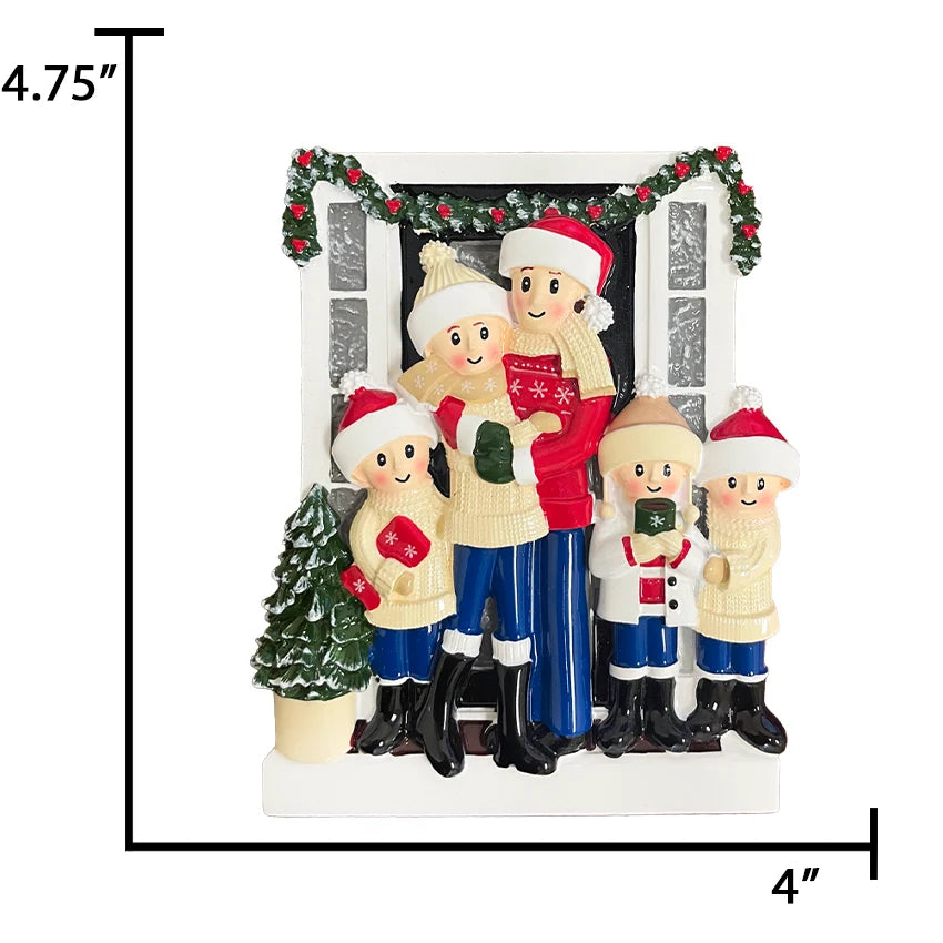 Personalized Door Family of 5 Christmas Ornament