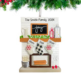 Personalized Fireplace Mantel Family of 3 Christmas Ornament