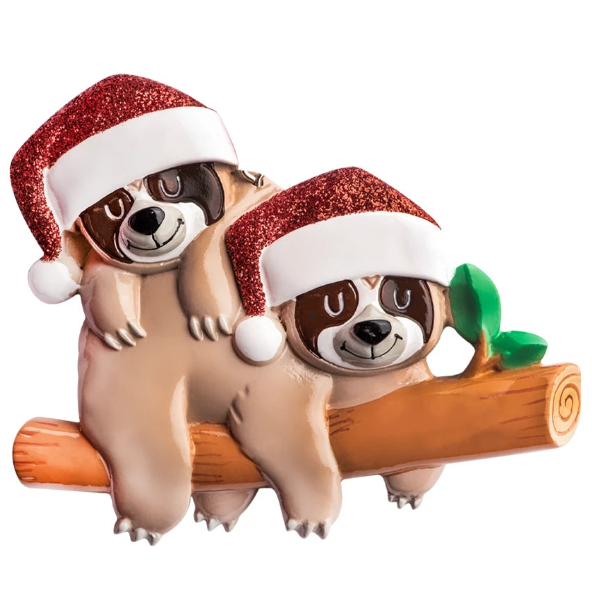 Personalized Sloth Couple Christmas Ornament