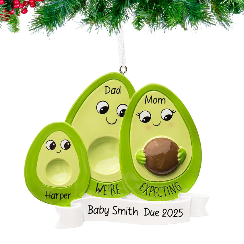 Personalized Soon to be Family of 4 Pregnant Christmas Ornament