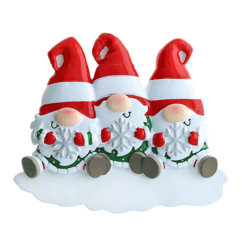 Personalized Gnome Family of 3 Christmas Ornament