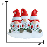 Personalized Gnome Family of 3 Christmas Ornament