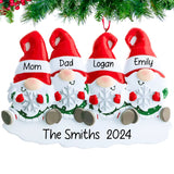 Personalized Gnome Family of 4 Christmas Ornament