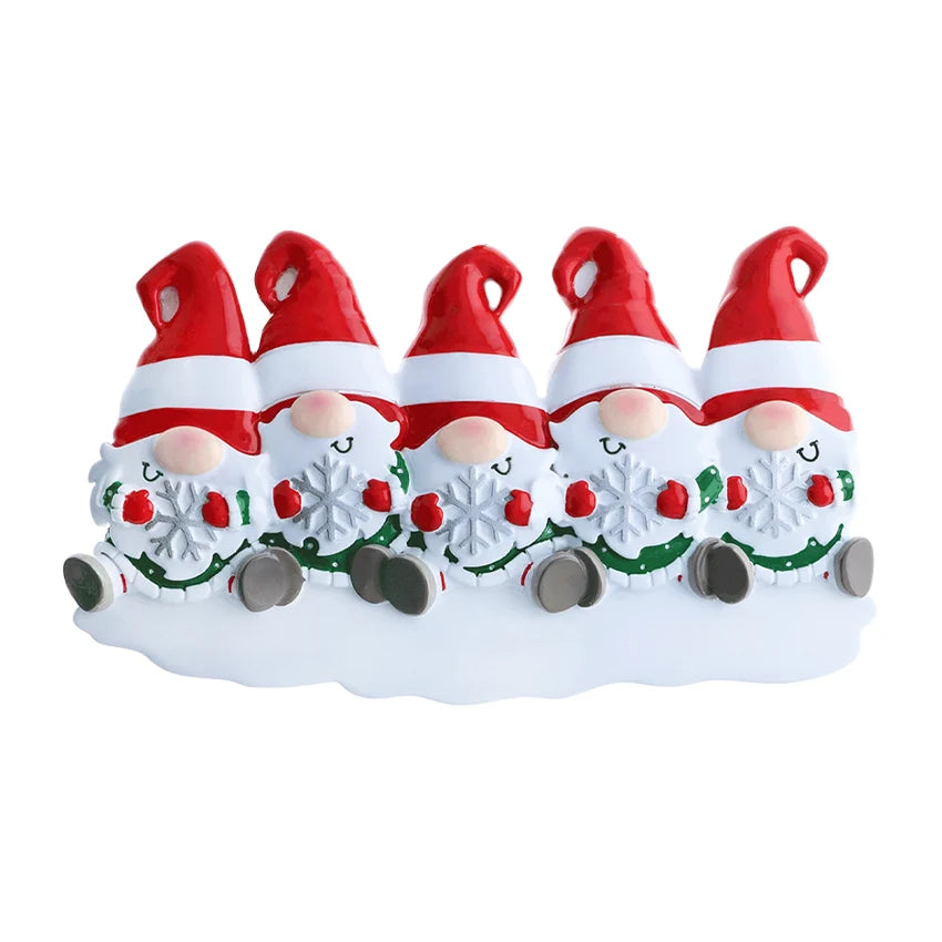 Personalized Gnome Family of 5 Christmas Ornament