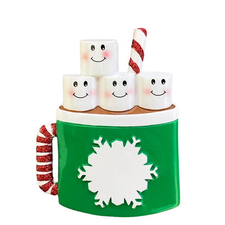 Personalized Marshmallow Family of 4 Christmas Ornament