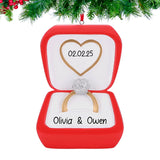 Personalized Diamond Engagement Ring in Red Box Christmas Ornament