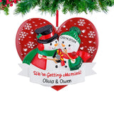 Personalized Engagement Christmas Ornament Snowman Couple