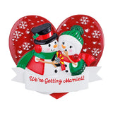 Personalized Engagement Christmas Ornament Snowman Couple