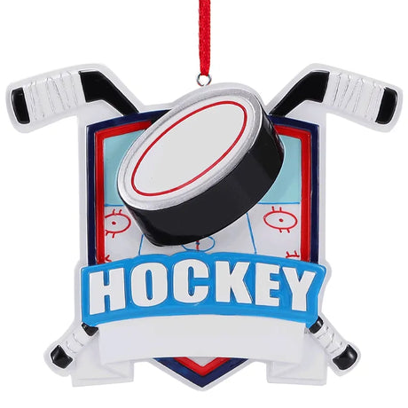 Personalized Ice Hockey Sticks & Puck Christmas Ornament