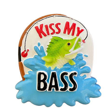 Personalized Kiss My Bass Fish Fishing Christmas Ornament