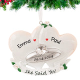 Personalized She Said Yes Engagement Christmas Ornament