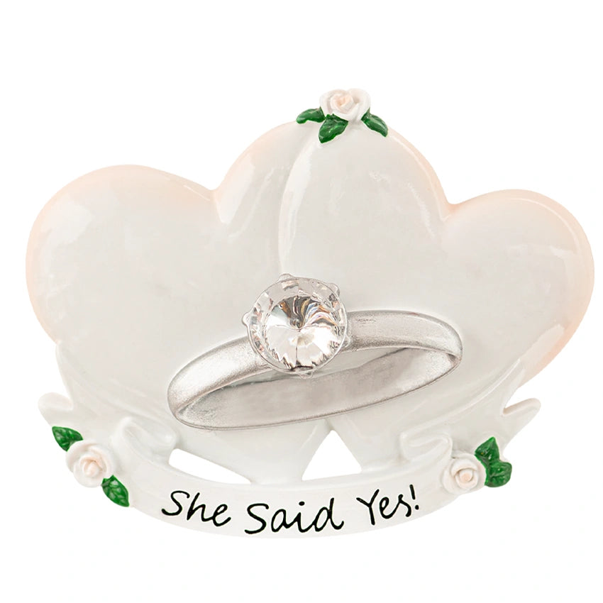 Personalized She Said Yes Engagement Christmas Ornament