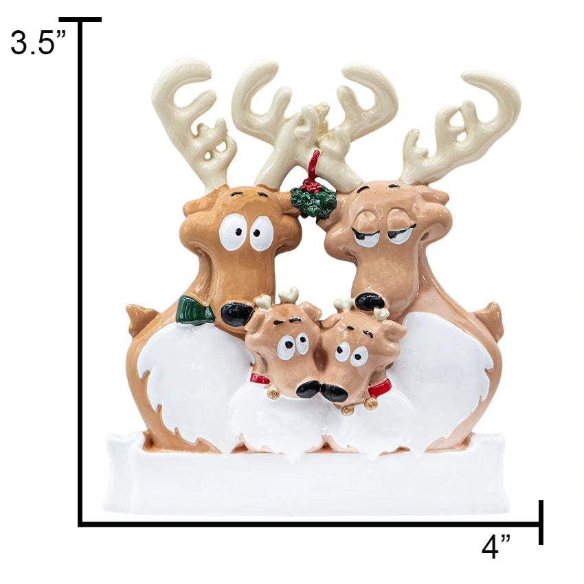 Custom Reindeer Family of 4 Ornament for Christmas Tree