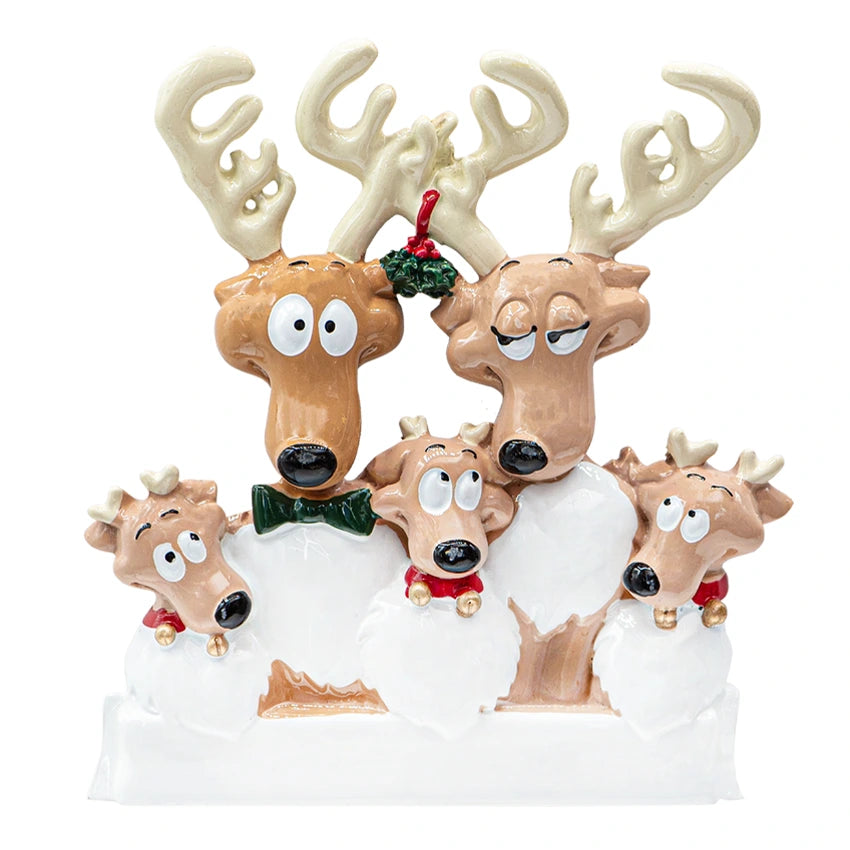 Custom Reindeer Family of 5 Ornament for Christmas Tree