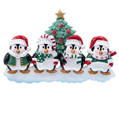 Customized Penguin Family of 4 Christmas Ornament