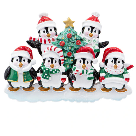 Customized Penguin Family of 6 Christmas Ornament