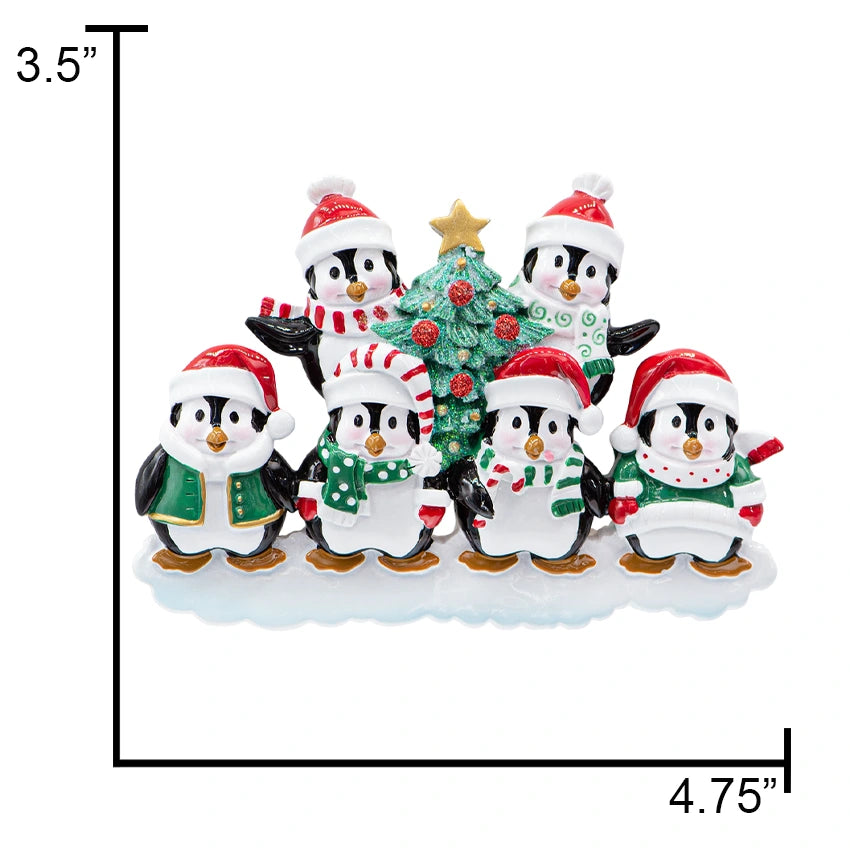 Customized Penguin Family of 6 Christmas Ornament