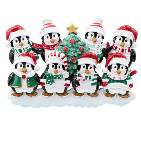 Customized Penguin Family of 8 Christmas Ornament