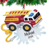 Personalized Firetruck Christmas Ornament