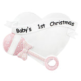 Personalized Baby's First Christmas Ornament - Baby Rattle Ornament