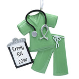 Personalized Green Scrubs Christmas Ornament