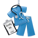 Personalized Blue Scrubs Christmas Ornament