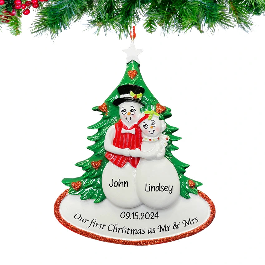 Personalized Our First Christmas as Mr and Mrs Snowman Ornament