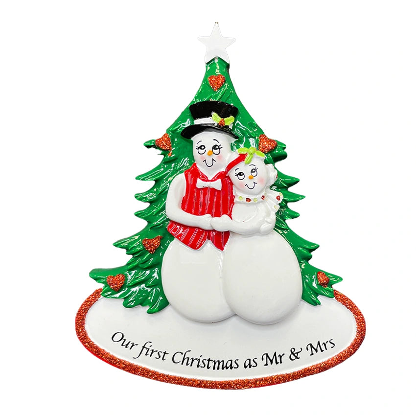 Personalized Our First Christmas as Mr and Mrs Snowman Ornament