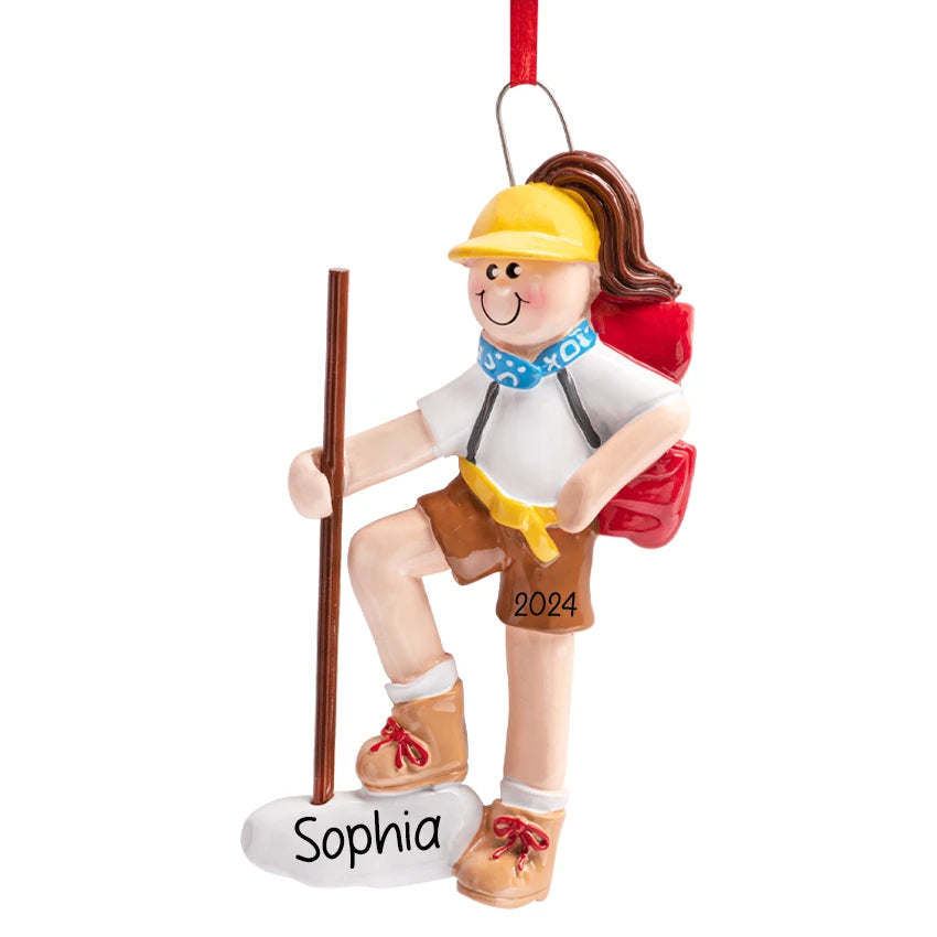 Personalized Hiking Girl Christmas Ornament