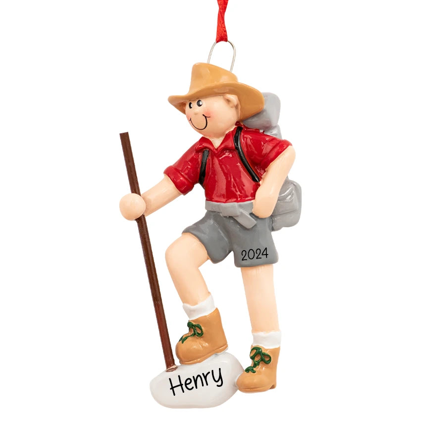 Personalized Hiking Boy Christmas Ornament