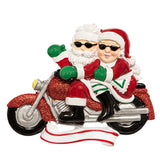 Personalized Santa Couple on Motorcycle Christmas Ornament