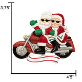 Personalized Santa Couple on Motorcycle Christmas Ornament