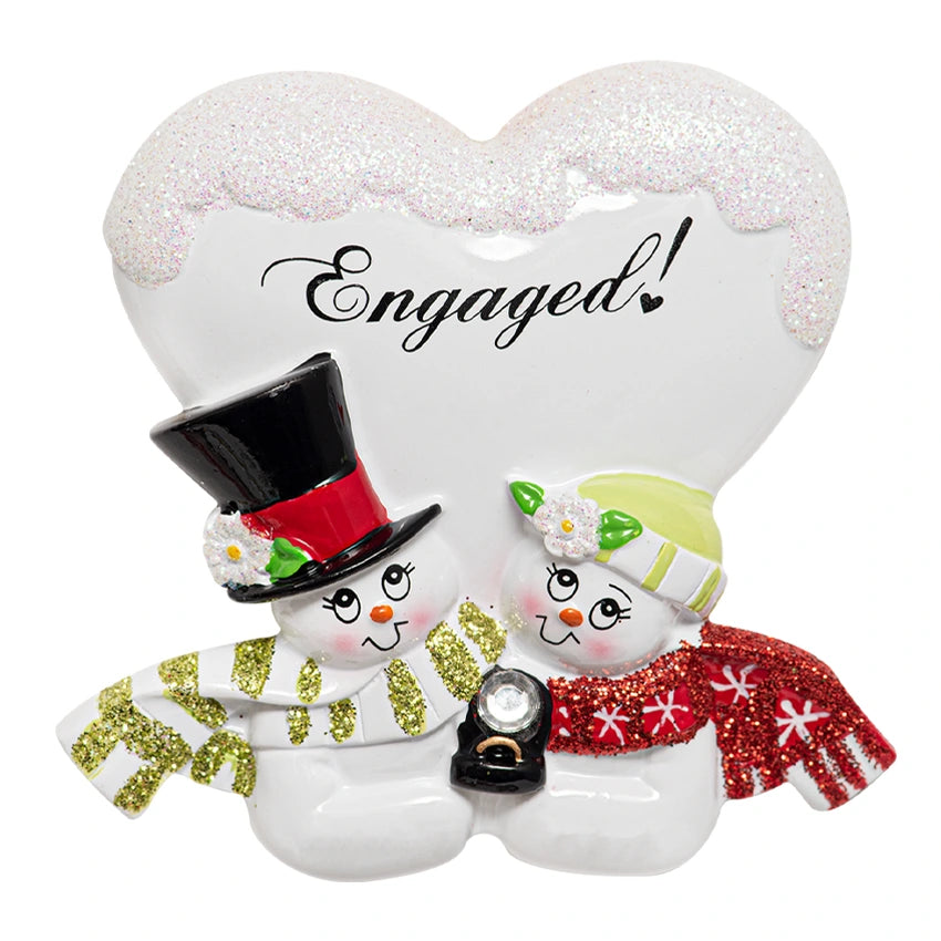 Personalized Engaged Snowman Couple Ornament