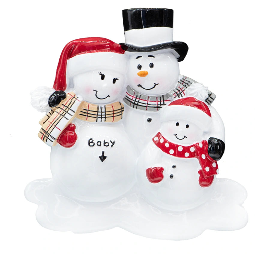 Personalized Soon to be Family of 4 Snowman Christmas Ornament