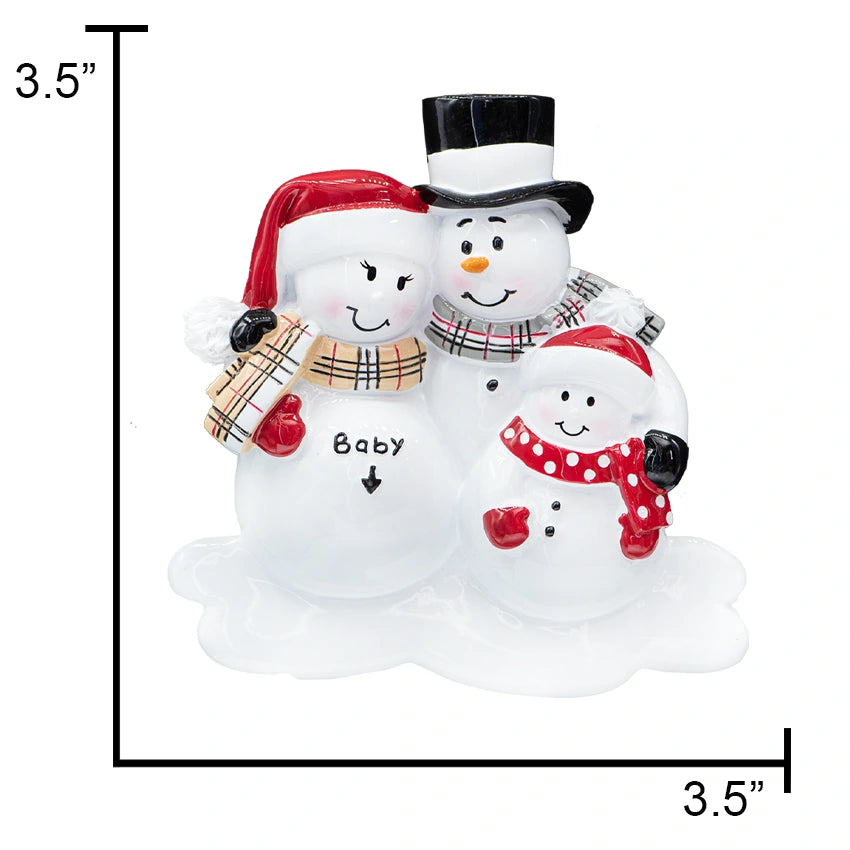 Personalized Soon to be Family of 4 Snowman Christmas Ornament