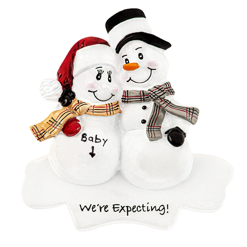 Personalized Expecting Snowman Christmas Ornament